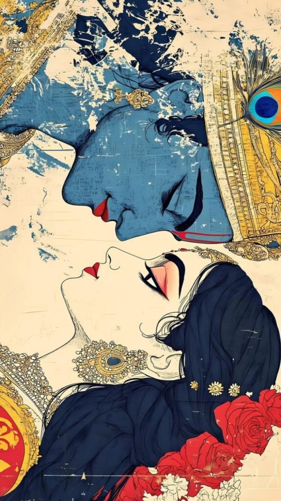 Radha and Lord Krishna Mobile Wallpaper