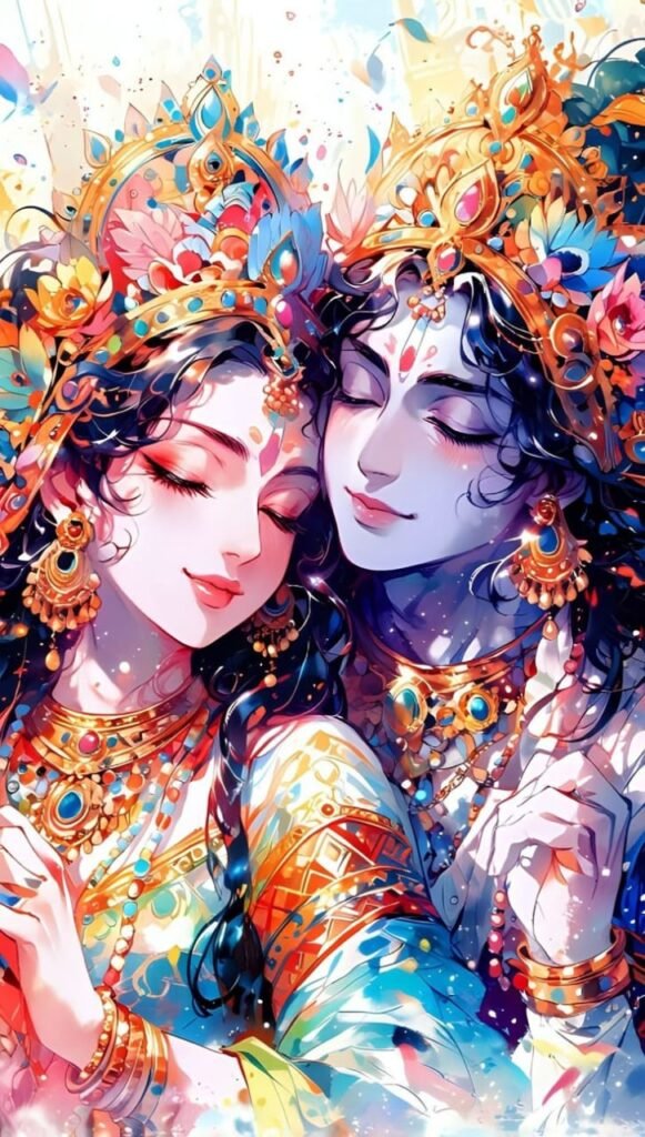 Radha and Lord Krishna Mobile Wallpaper