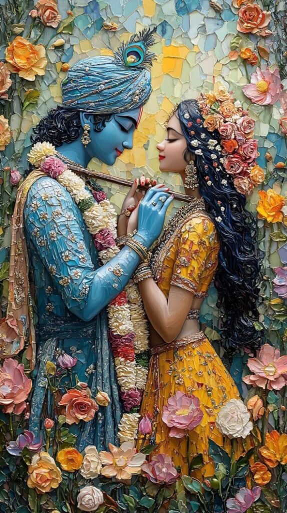 Radha and Lord Krishna Mobile Wallpaper