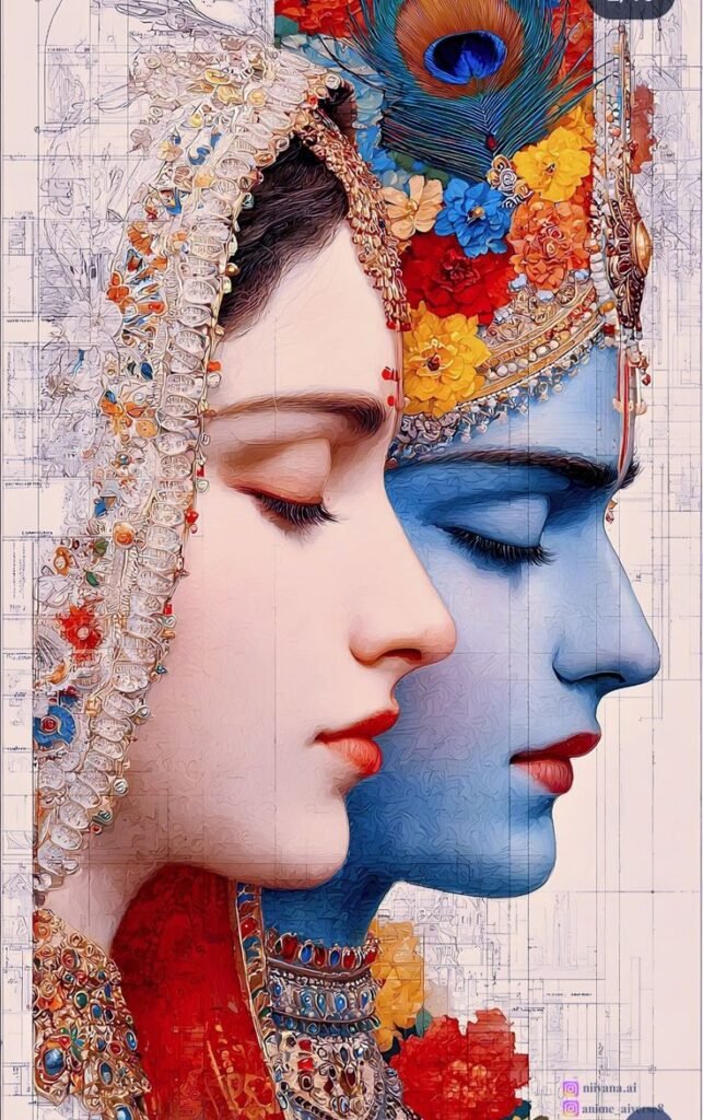 Radha and Lord Krishna Mobile Wallpaper